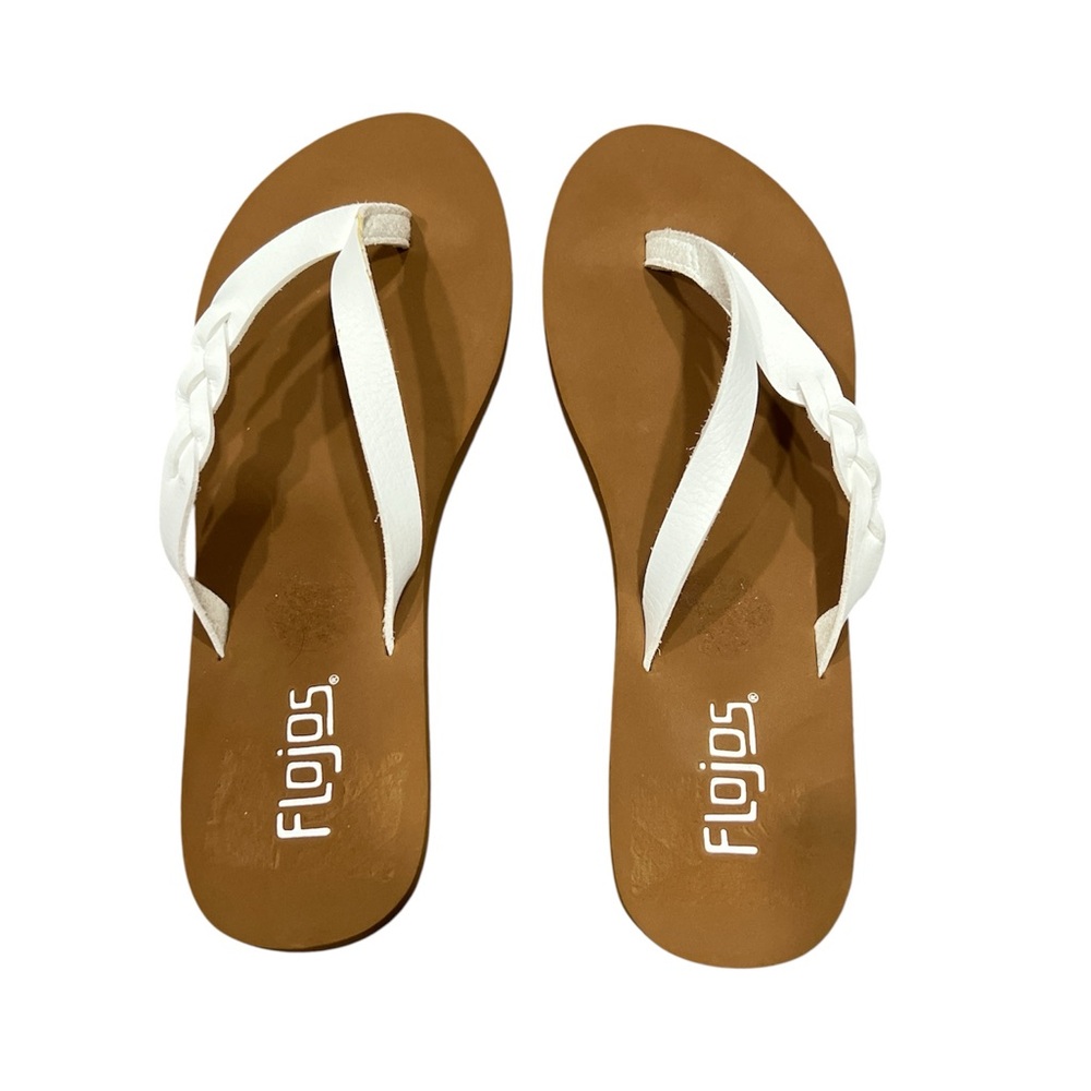 Flojos White and Brown Sandals with Cushioned Footbed